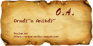 Orsós Anikó névjegykártya
